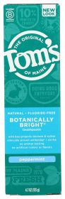 TOM'S OF MAINE: Botanically Bright Whitening Toothpaste Peppermint, 4.7 oz